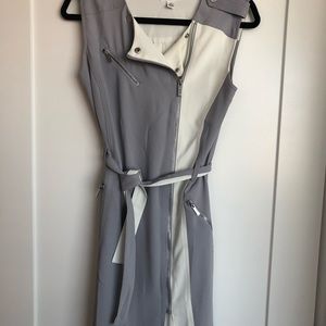 Calvin Klein Moto dress in gray/cream